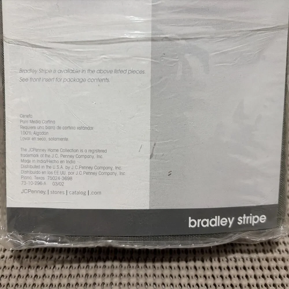 JCPenney Tier Curtain Pair Bradley Stripe Woven Cotton Olive Green Blue 36 in